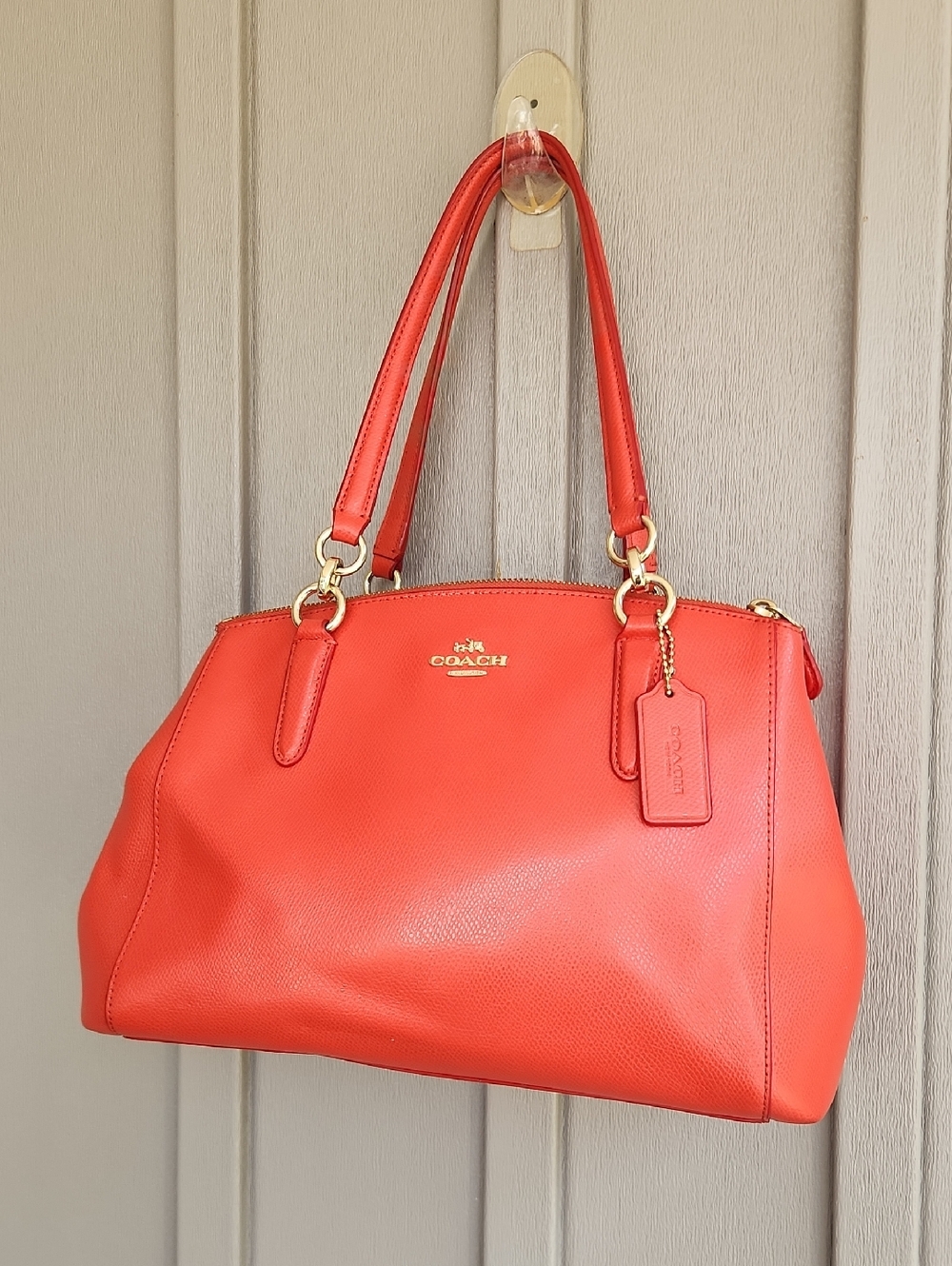 Coach Red Christie Carryall Crossgrain Leather Bag